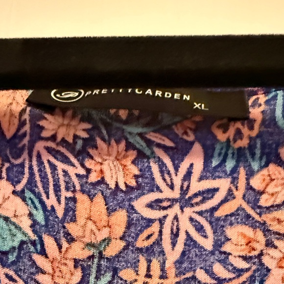 Pretty Garden Floral Blue and Orange Maxi Women's Dress - Picture 2 of 3